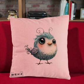 Perna Decorativa Pui Teal cu Aripioare Ornamentale, 40x40 cm, Roz, Husa Detasabila, Perna Inclusa, BEKZ®