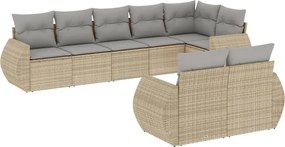 vidaXL Set canapele de grădină, 8 piese, cu perne, bej, poliratan