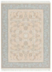 150x230 cm Covor Persan Isfahan, 70% Polipropilenă și 30% Polyester, Design Clasic, Bej, Densitate 3000 gr/m2