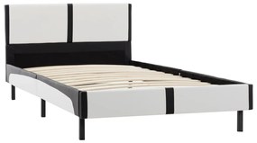 280282 vidaXL Cadru de pat, alb și negru, 90 x 200 cm, piele ecologică