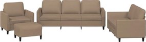 vidaXL Set de canapele cu perne, 4 piese, cappuccino, piele ecologică