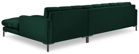 Colțar din catifea cu extensie pe partea dreaptă Cosmopolitan Design Bali, verde închis