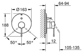 Grohe Essence baterie cada-dus ascuns Hard Graphite 19285A01