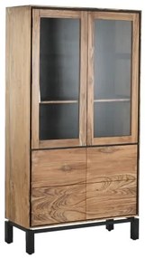 Vitrina, natur, din lemn de tec si acacia, Everly