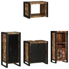 vidaXL Set de mobilier pentru baie cu raft 4 pcs Lemn recuperat solid