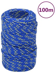 vidaXL Frânghie de barcă, albastru, 2 mm, 100 m, polipropilenă