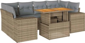 vidaXL Set canapele de grădină, 7 piese, cu perne, bej, poliratan