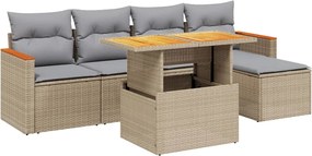 vidaXL Set canapele de grădină cu perne, 6 piese, bej, poliratan