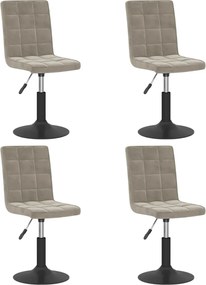 vidaXL Scaune de masă pivotante, 4 buc., gri deschis, catifea