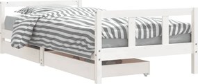vidaXL Cadru de pat cu sertare de copii, alb, 90x200 cm lemn masiv pin
