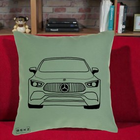 Perna Personalizata Mercedes-Benz Fata Linie, 40x40 cm, Verde, Husa Detasabila, Perna Inclusa, BEKZ®