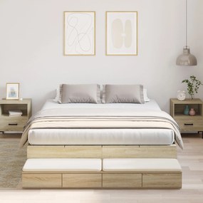 vidaXL Cadru de pat de depozitare Sonoma Oak 140x190 cm