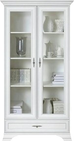 Dulap cu usi sticla IDENTO, alb, PAL/sticla, 100x44x210 cm