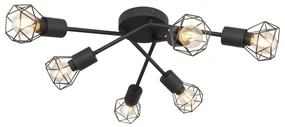 Plafoniera cu 6 spoturi design industrial XARA I negru
