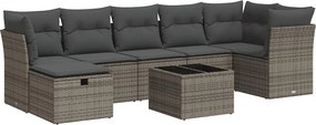 vidaXL Set canapele de grădină cu perne, 8 piese, gri, poliratan