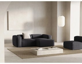 Colțar gri închis cu tapițerie din catifea reiată (cu colț pe partea dreaptă/cu șezlong) Bergamo – Cosmopolitan Design