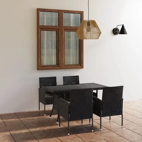 3059417 vidaXL Set mobilier de grădină, 5 piese, negru, poliratan