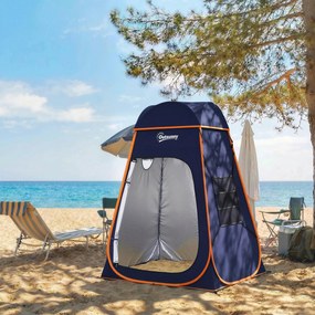 Outsunny Cort de Duș Pop-Up Impermeabil cu Acoperiș Detașabil, din Poliester 190T și Oțel, 152x152x200 cm, Albastru Închis | Aosom Romania