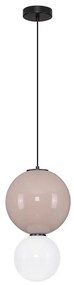 Pendul LED decorativ portelan mocha, sticla alb, NOESIS