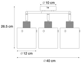 Spot de tavan negru de design cu sticlă fumurie rotundă cu 3 lumini - Domo
