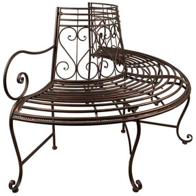 Banca de gradina, maro, din metal, aspect vintage