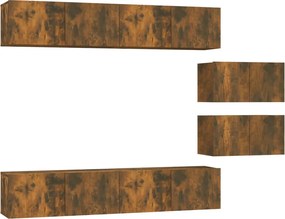 vidaXL Set dulapuri TV, 6 piese, stejar fumuriu, lemn prelucrat