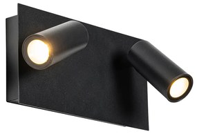 Lampa de perete exterioara moderna neagra cu LED 2 lumini IP54 - Simon