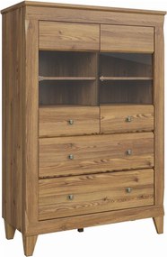 Vitrina BERGEN REG2W2S, stejar, PAL/sticla securizata, 102x47x151 cm