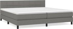 vidaXL Pat box spring cu saltea, gri închis, 200x200 cm, textil