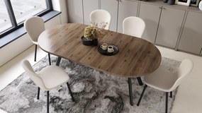 Mazzoni ALMO Nuc Elegant/picioare negre - MASĂ ROTUNDĂ EXTENSIBILĂ CU PICIOARE ÎN FORMĂ DE Y STIL LOFT PENTRU SALON/SUFRAGERIE