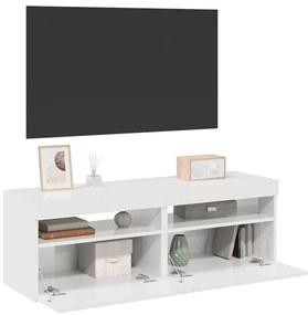 vidaXL Comode TV cu lumini LED, 2 buc., alb extralucios, 60x35x40 cm
