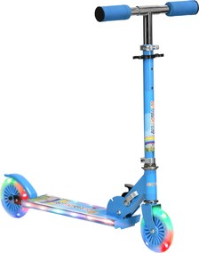 HOMCOM Scuter Pliabil pentru Copii, Scuter cu 2 Roți, Înălțime Reglabilă, Lumini LED și Muzică, 67x32x78 cm, Albastru | Aosom Romania
