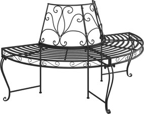vidaXL Bancă circulară de copac, negru, Ø160 cm, oțel