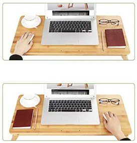 Masuta pentru laptop, Songmics, Natural, LLD004, Bambus, 72 x 29 x 35 cm