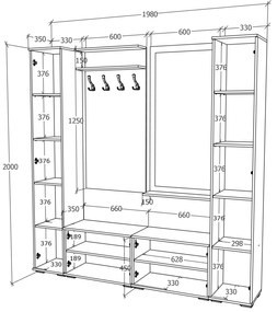 Set haaus V3, Antracit/Alb, L 200 cm