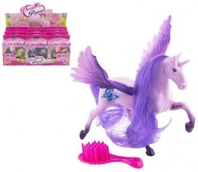 Unicorn/cal cu aripi, piepten, plastic 12 cm 3 culori