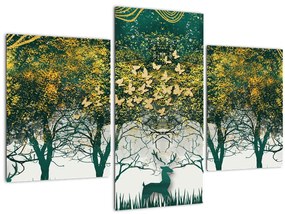 Tablou - Căprioare în pădurea verde (90x60 cm)