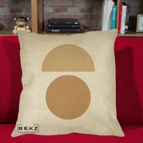 Perna Decorativa Geometric Minimalist Auriu, 40x40 cm, Crem, Husa Detasabila, Perna Inclusa, BEKZ®