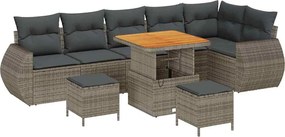 vidaXL Set de canapele pentru grădină cu pernă 9 pcs Gri Poli Rattan