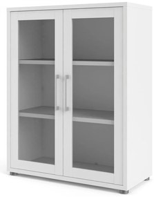 Dulap Modulo 89 x 40 x 113 cm, uși din sticlă, alb / transparent