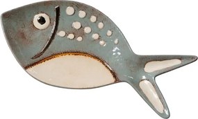 Platou servire bleu, din ceramica, forma de peste, Bubble