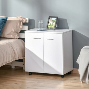 HOMCOM Comodă TV cu Roți Incluse, pentru Living sau Dormitor, 60x35x65 cm, Alb | Aosom Romania