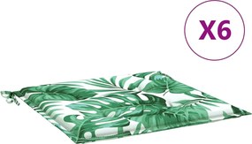 vidaXL Perne de scaun, model frunze, 6 buc., 50x50x4 cm, textil