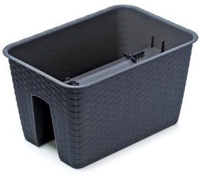 Ghiveci decorativ de flori, dreptunghiular, pentru balustrade, antracit, 39.6x27.2x22.5 cm, Ratolla