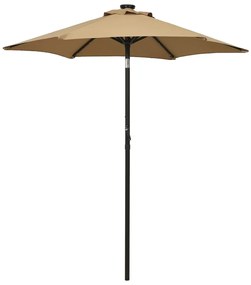Umbrela de soare cu lumini LED, gri taupe, 200x211 cm, aluminiu Gri taupe