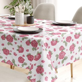 Goldea față de masă decorativă loneta - flori de hortensie roz 120 x 140 cm