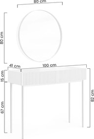 Masa de toaletă cu oglindă aurie Nicole 80 cm - cașmir / picioare aurii