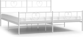 vidaXL Cadru de pat metalic cu tăblie de cap/picioare, alb, 193x203 cm