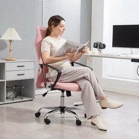 HOMCOM Scaun Ergonomic de Birou cu Înălțime Reglabilă și Spătar din Plasă, Roz | Aosom Romania