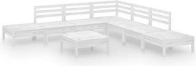 vidaXL Set mobilier de grădină, 8 piese, alb, lemn masiv de pin